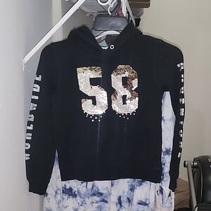 H&M Black Hoodie with Gold Sequin Numbers Sz 10/12